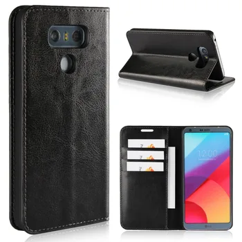 

Luxury Genuine Leather Wallet Flip Case Cover For LG G6
