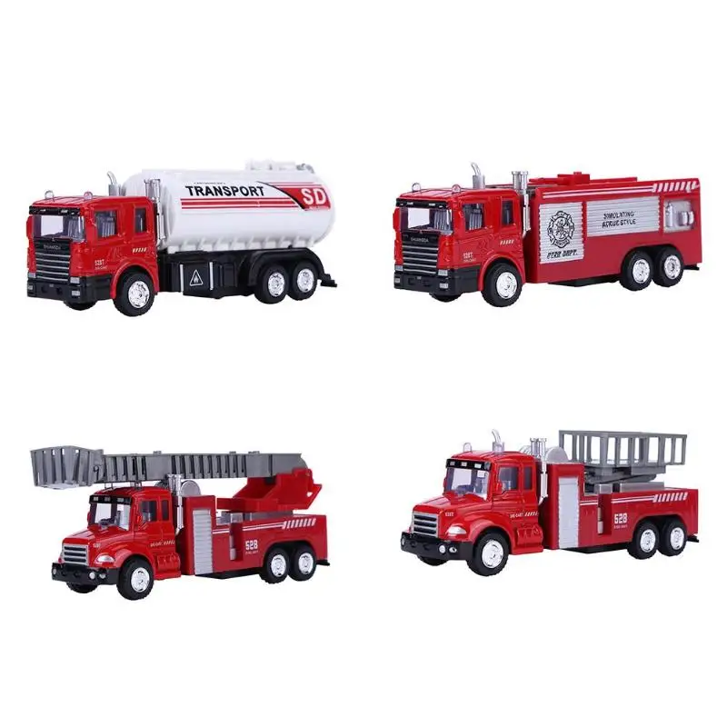 

1:34 Scale kids car toys Alloy Fire Truck Model Pull Back Simulation Replica Fire Engine Collection children Toys