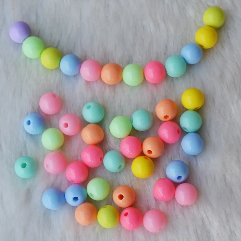 

10pc/lot Fashion Jewelry DIY Beads Color Acrylic Ball Beads Bracelet Necklace Keychain Hair Accessories Party Curtain Decoration