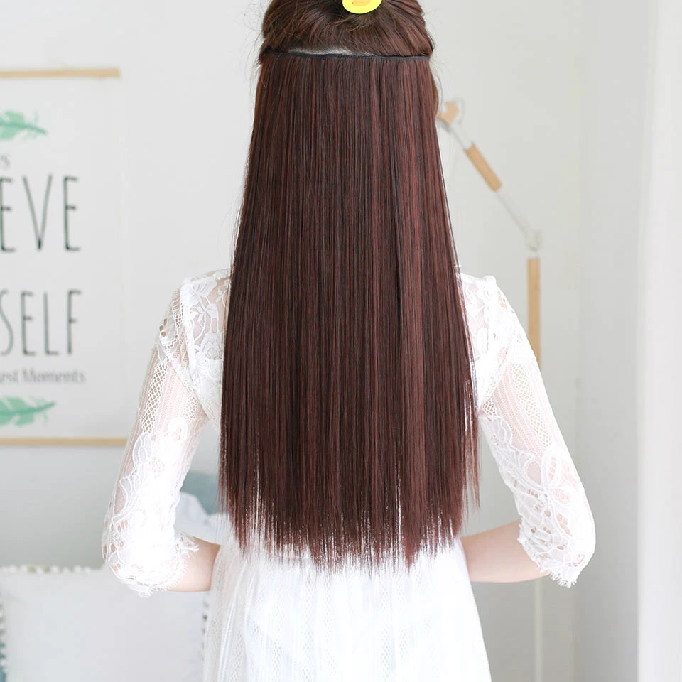 DIFEI Long Straight 5 Clips in Hair Extensions Fake Synthetic High Tempreture Fiber Hair Extensions halo hair extensions