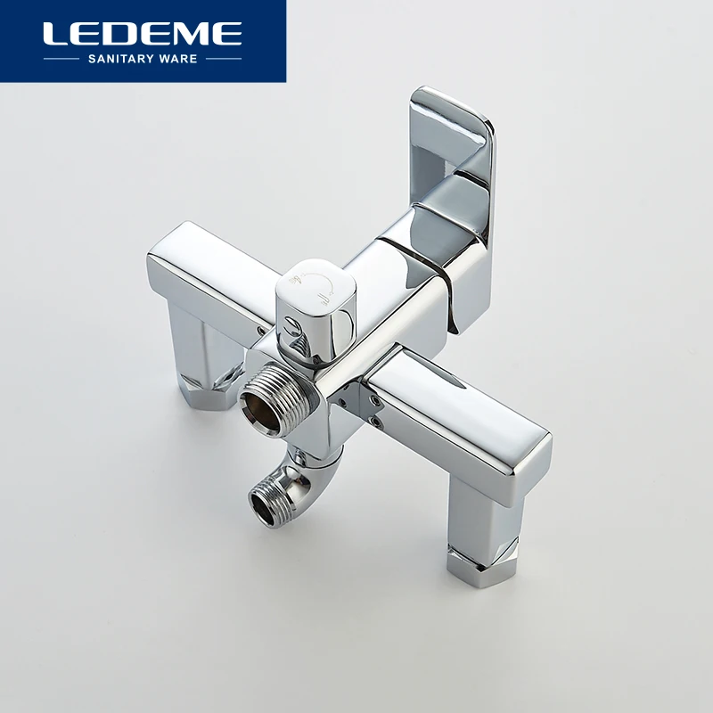 LEDEME ducha grifo de latón baño bañera grifo de ducha baño grifo cromado ducha de la pared de cabeza de grifo mezclador L2233 - 2