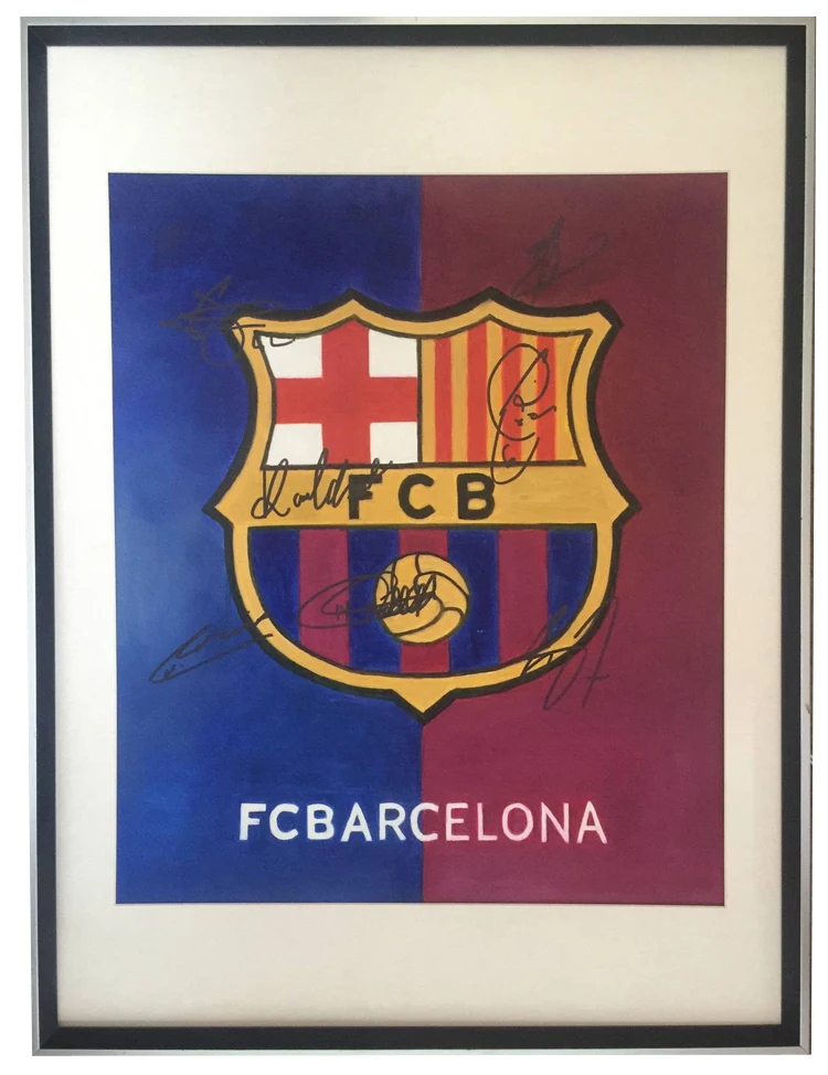 

Barcelona 2007 Ronaldinho Henry autographed signed Photo Framed