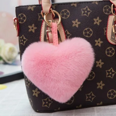 

Real Rex rabbit Fur Keychain Pompon keyring for women Bag Charm