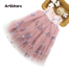 Платья для девочек, сетчатые Платья с цветочным рисунком для детей, повседневное праздничное платье вечерние летние костюмы без рукавов для крупных детей 6, 8, 10, 12 лет