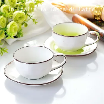 

Nordic cup and saucer Italian ceramic coffee cup and saucer Underglaze pottery art coffee cup and saucer Pottery cup