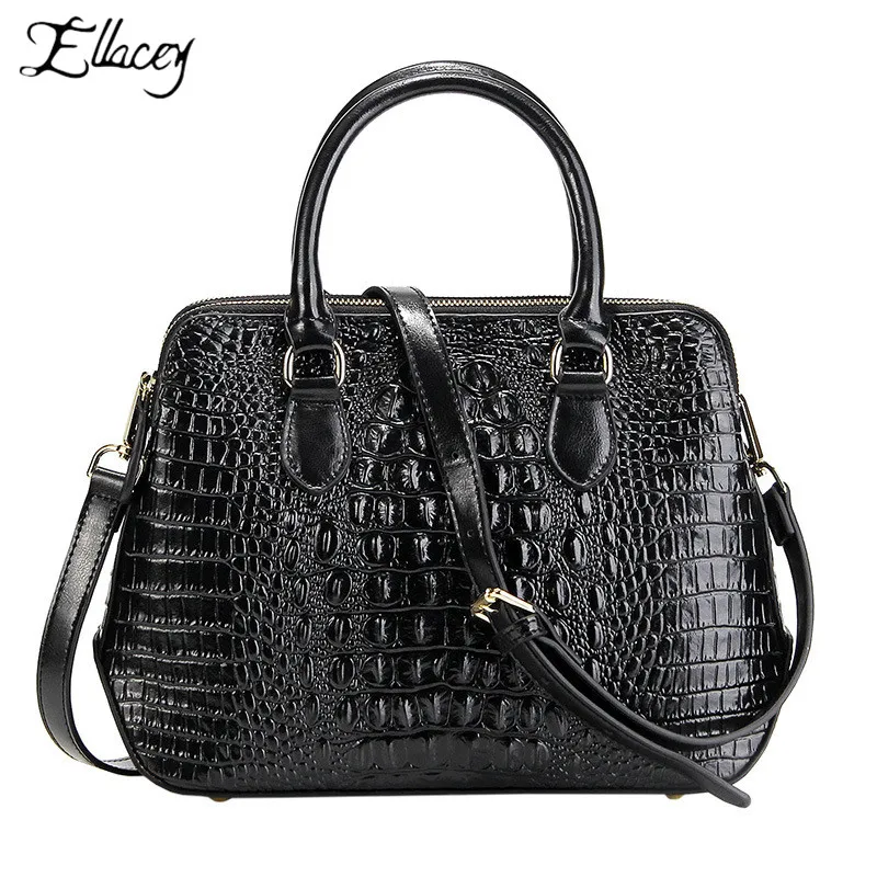 

2019 New Women Genuine Leather Handbags High-Grade Crocodile Oil Wax Leather Shoulder Bag Messenger Bag Ladies Handbag
