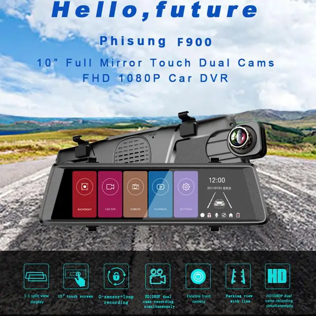 $US $121.05  10 Inch Android Touch Screen Car DVR Rear View Mirror Dual Lens FHD 1080P Remote Monitoring Automob