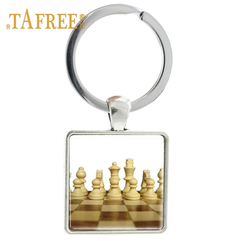 

TAFREE fashion chess Keychain QUIET PLEASE CHESS PLAYER AT WORK Keyring Accessories for Men car keyring Jewelry CH01