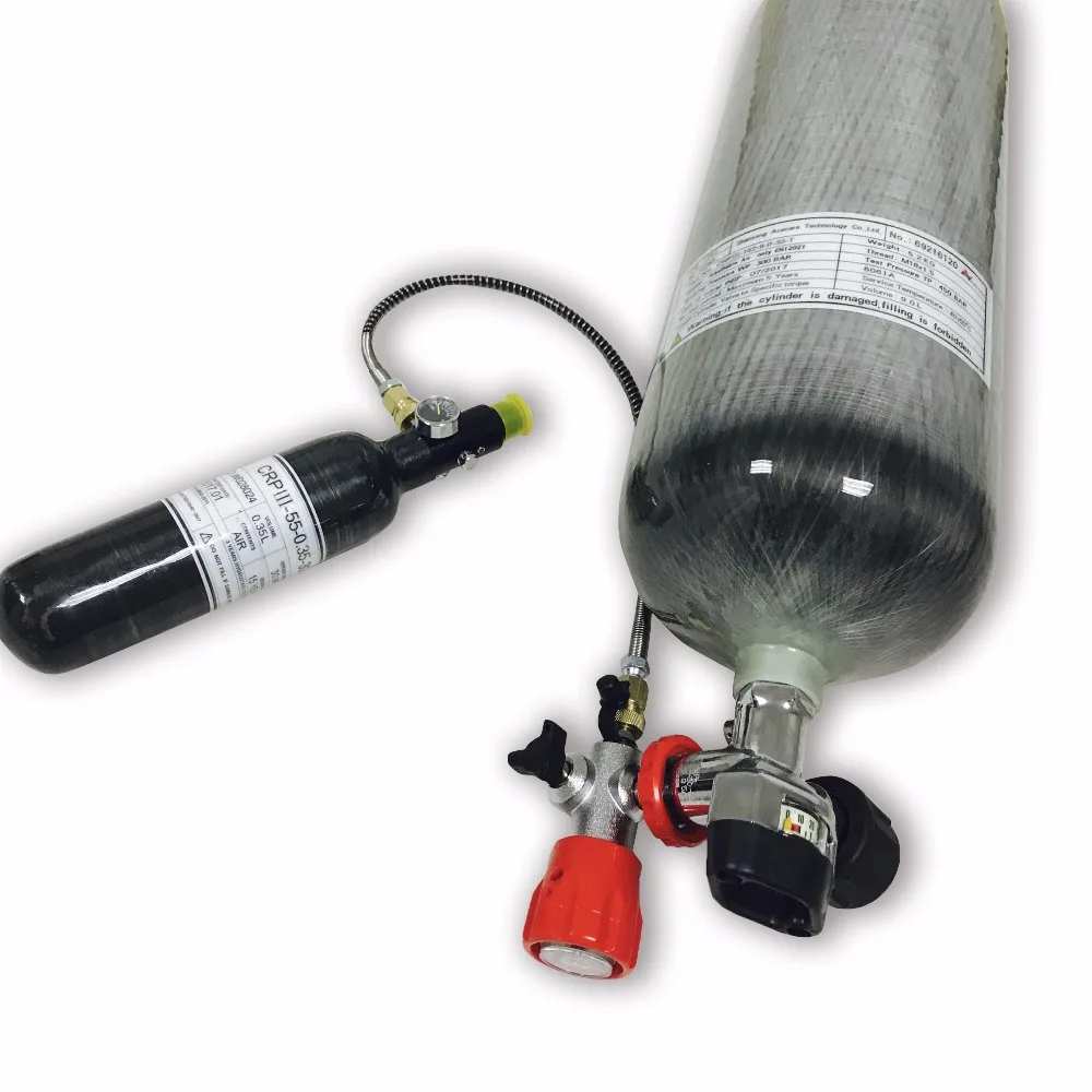 

AC109201 Outdoor Sports Hunting 4500PSI Gas Cylinder 9L Paintbal Tank with Gauge Valve Filling Station & 0.35L Tank Regulator
