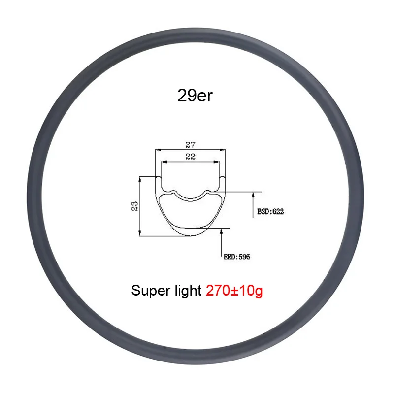Сверхлегкий 270 г 29er 27 мм горный или Кроссовый велосипед бескамерная клинчерная покрышка 23 мм Глубокий карбоновый обод UD МАТОВЫЕ глянцевые Кросс Кантри горный велосипед обод