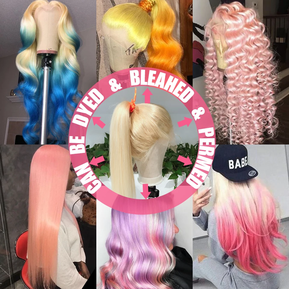 Glueless #613 Blonde Lace Front Human Hair Wigs Brazilian Straight Lace Frontal Wig Pre Plucked Honey Blonde Remy Lace Wigs