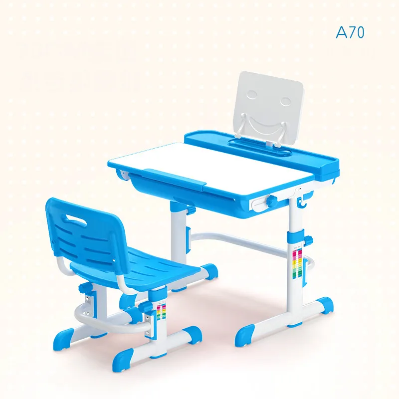 Высококачественный регулируемый по высоте защитный зрение корректирующий сидение осанки Детский обучающий стол и Набор стульев - Цвет: blue   70cm