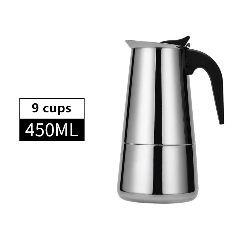 European Style Espresso Maker Moka Coffee Pot Stainless Steel304 Latte Percolator With 12Cups/600 Milliliter Cappuccino Cafe Pot - Цвет: 450ml-A