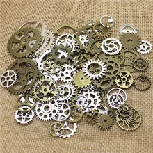 Atacado mix 100 pçs do vintage steampunk encantos engrenagem pingente de duas cores ajuste pulseiras colar