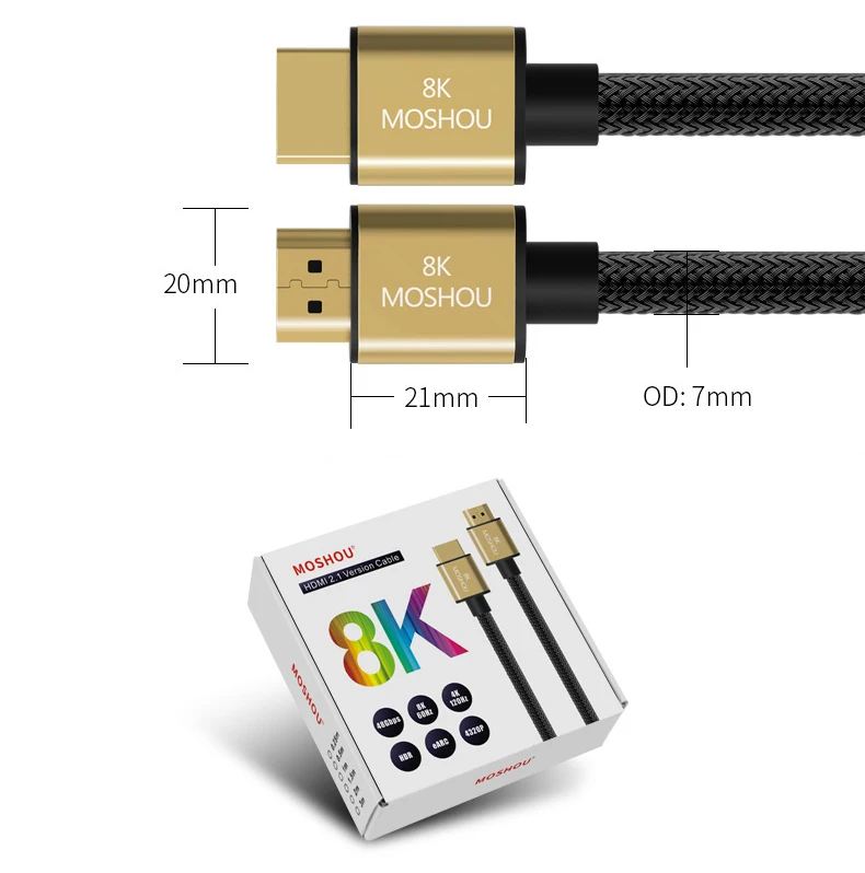 HDMI кабели 2,1 8 к 60 Гц 4 к 120 Гц 48 Гбит/с Полоса пропускания ARC MOSHOU видео 2 м Шнур для усилителя ТВ высокой четкости мультимедийный интерфейс