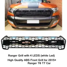 4 LED Ranger Accessories Front ABS Grill for Ranger T6 2016 FRONT RAPTOR BLACK LIT GRILLE GRILL FOR RANGER T6 Grill with 4 LED