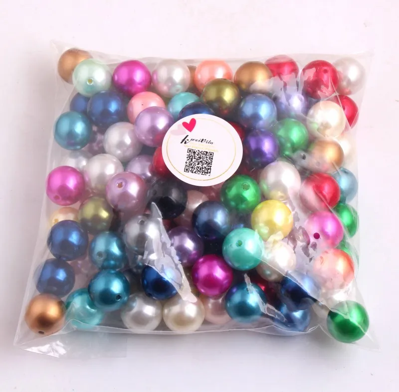 

Kwoi Vita' jewelry single color 20mm/6mm to 28mm fashion chunky Imitation Pearl beads forkid's Beads Necklace.