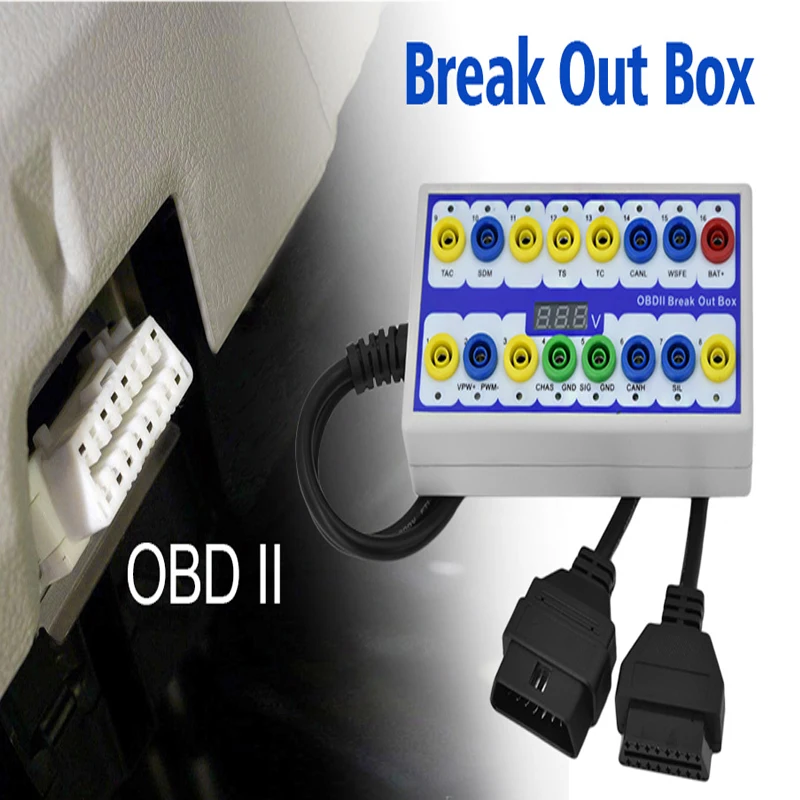 OBDII Breakout Box OBD OBD2 Break Out Box автомобильный протокол детектор авто тест-бокс автомобильный разъем через