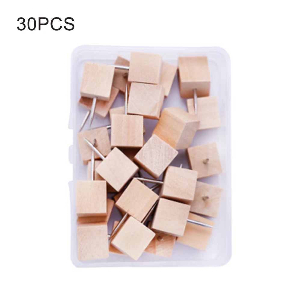 Square Nail 1 коробка деревянный толкатель креативное украшение рисунок толкатель палец прихватка пробковая доска брошь большой палец школьные офисные принадлежности - Цвет: Square Nail