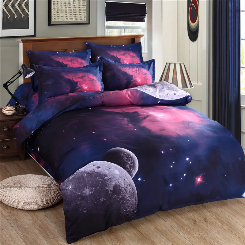 2 Pieces 66x90lnch Microfiber Comforter Set for Kid Boy Girl Teen 1 Galaxy Comforter, 1 Pillowcase Universe Outer Space Bedding Set Litanika 3D Galaxy Comforter Twin
