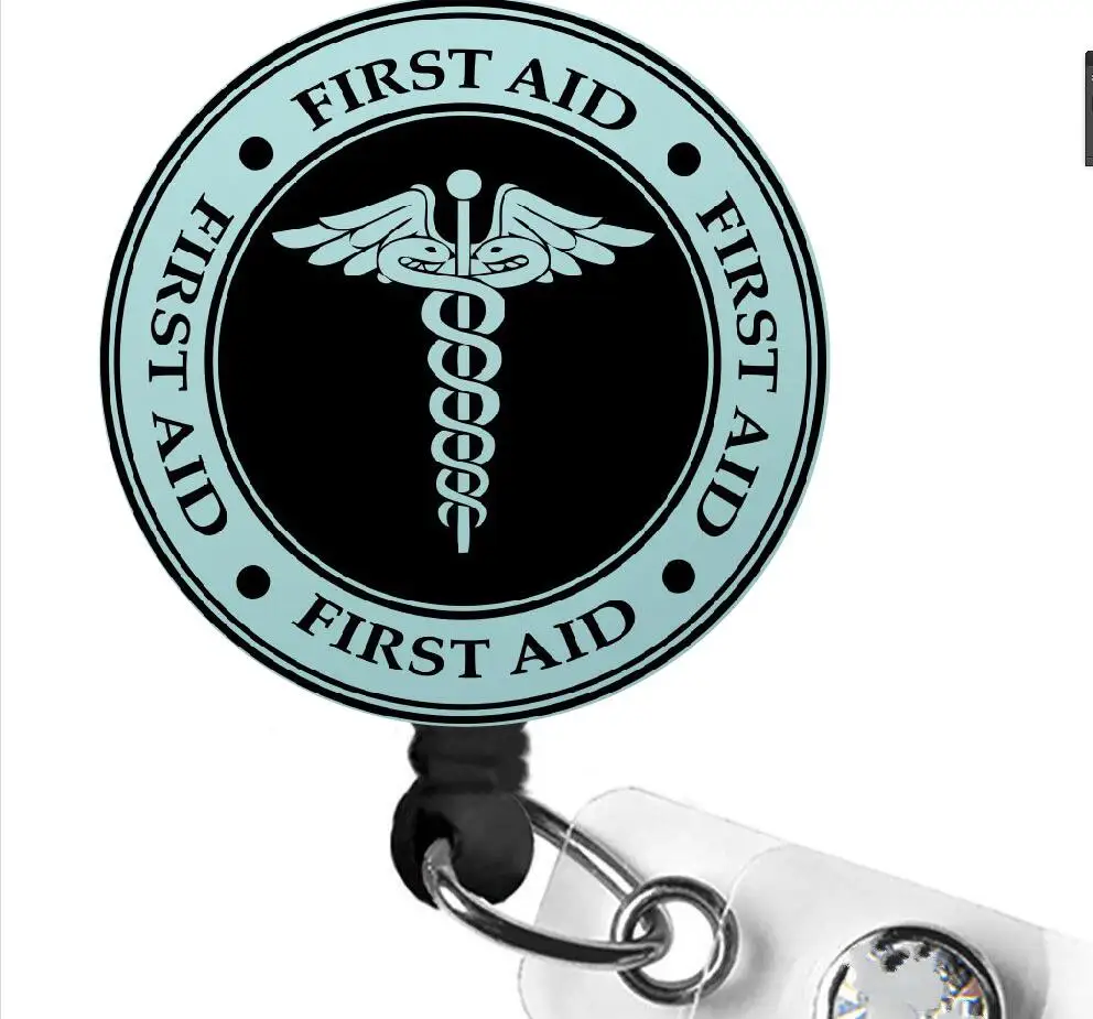 Логотип первой помощи Caduceus символ медицинский знак втягиваемый ролик для бейджа скорой помощи автомобиль аварийный детский подарок