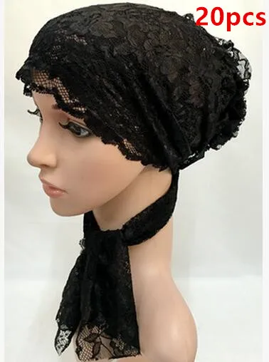 

H8 20pcs new lace underscarf inner cap hijab cap mixed colors