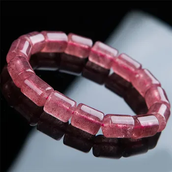 

Genuine Red Natural Strawberry Quartz Bracelets For Women Femme Barrel Beads Crystal Stretch Bracelet 13*10mm