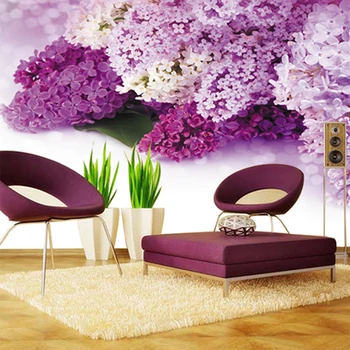 

Wholesale purple flower mural 3d photo murals 3d wall murals wallpaper TV sofa entranceway flower murals for living room