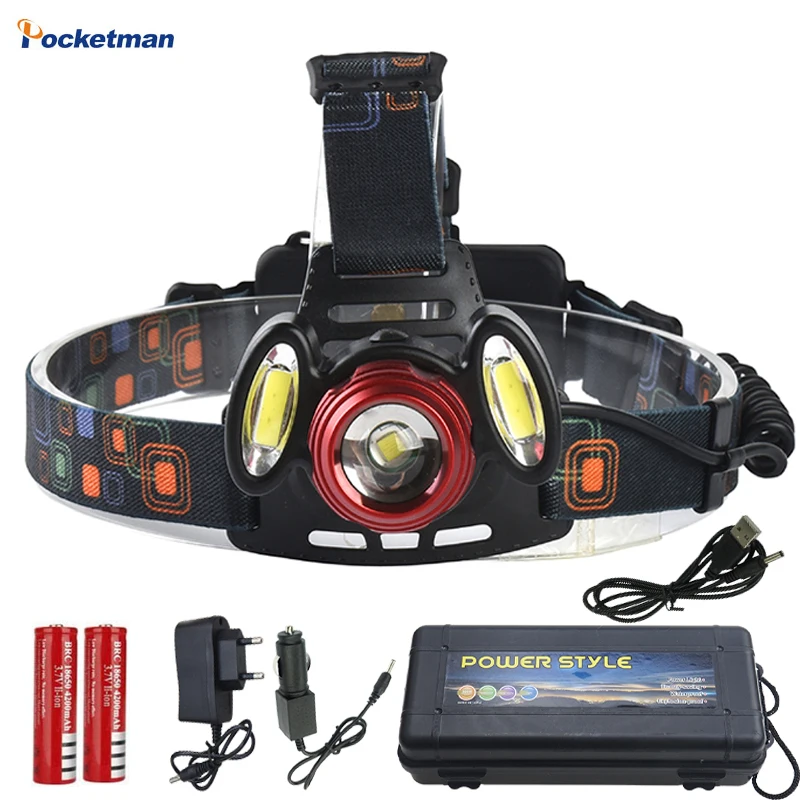 

2018 NEW 7000 Lumen Pwerful LED Head Flashlight Head 18650 Battery XM-L T6 COB LED Headlamp Hunting Fishing Headlight Lamp