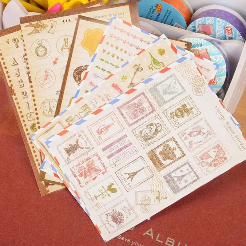 10.3 X 14.8cm Cartoon Papier Sticker Vintage Retro Letter Sticker Diary Scrapbooking Stamp Paper Decorative Sticker Set