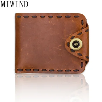 

MIWIND New Arrival Genuine Leather Men's Wallet Cowhide Leather Credit Carder Vintage Wallet Short Coin Purse TCN053
