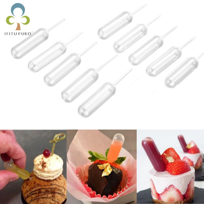 

50pcs 4ML Disposable Plastic Eye Dropper Set Transfer Pipettes Disposable Straw Cupcake Mousse Macaron Baking Tools WYQ