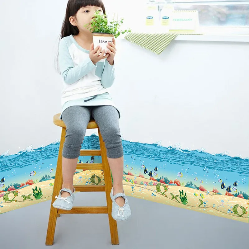 Настенный "Подводный мир", Наклейки, рыба, Акула, дельфин, морские настенные художественные наклейки, 3d, детский сад, Детская кухня, украшение для ванной комнаты
