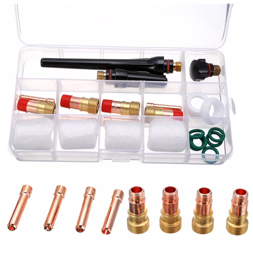23Pcs Welding Torch Gas Lens 10 Pyrex Glass Cup Kit TIG WP-26 For SP WP17//18//26