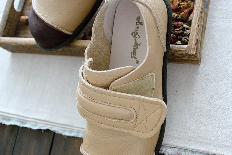 HUIFENGAZURRCS-Literary&Art Retro Spring Single Shoes, Leather Soft-soled Buddhist Shoes,real leather Leisure Flat-soled Shoes HUIFENGAZURRCS-Literary&Art Retro Spring Single Shoes, Leather Soft-soled Buddhist Shoes,real leather Leisure Flat-soled Shoes