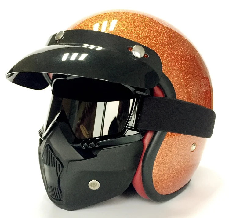 Detachable Mouth Filter font b Motorcycle b font Retro Open Face Helmet font b Goggles b