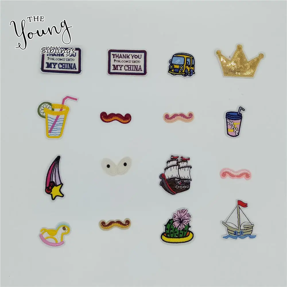 

Hot sale Sequins Embroidery Stickers Hot melt adhesive Patches Badges DIY Sewing Iron on patch Clothing Accessories C6364-C6380
