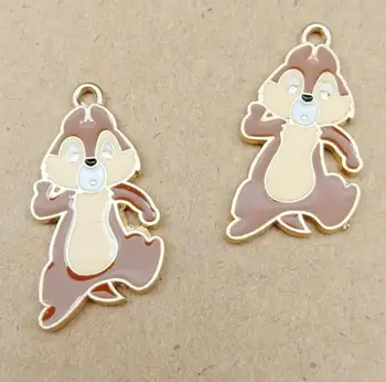 

New lot 50pcs cartoon anime squirrel chipmunk Necklace earrings Key chain Metal Charm Pendants DIY Jewelry Making party gifts