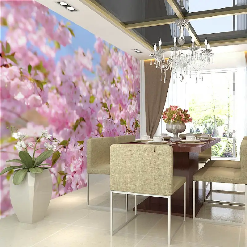 

Home Decor Wallpapers Pink Sakura Flower Nature Photo Wall Paper Mural 3D Living Room Bedroom Self Adhesive Vinyl/Silk Wallpaper