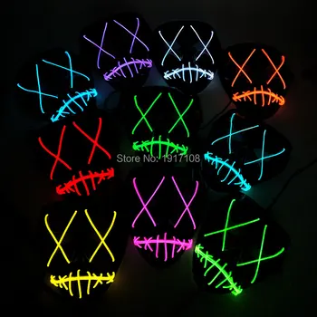

2020 EL wire mask for parties and holiday DIY decorations and cheering Dance party powered by 3V driver glowing mask
