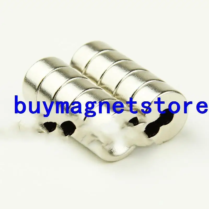 

50pcs Strong Neodymium Round Ring Cylinder Countersunk Hole 3 mm Magnets 10 mm x5 mm