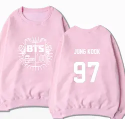 Мода весна осень BTS Bangtan bosy имя члена печать розовый толстовка плюс размер KPOP СУГА JUNGKOOK пуловер тонкие толстовки