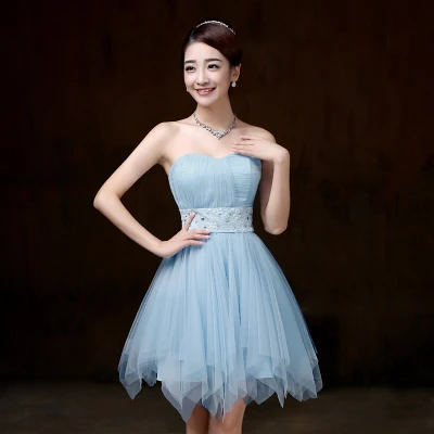 Blue strapless Сладкие воспоминания розовое платье невесты на одно плечо свадебное платье невесты SW0013 - Цвет: Blue strapless