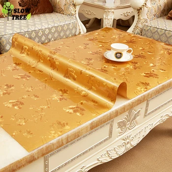 

Slow Tree Soft Glass Tablecloth Transparent Printing PVC Tablemat Waterproof Oilproof Anti-scalding Kitchen Dining Place Mat