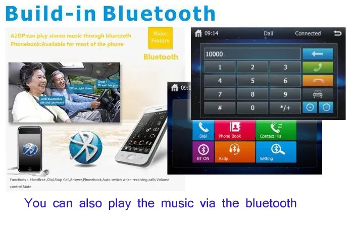 Top 2 Din Universal 6.2" Touch Screen Car Stereo Radio With CD MP4 MP3 Video Player DVD GPS Navigation Bluetooth Free Map Free Card 5