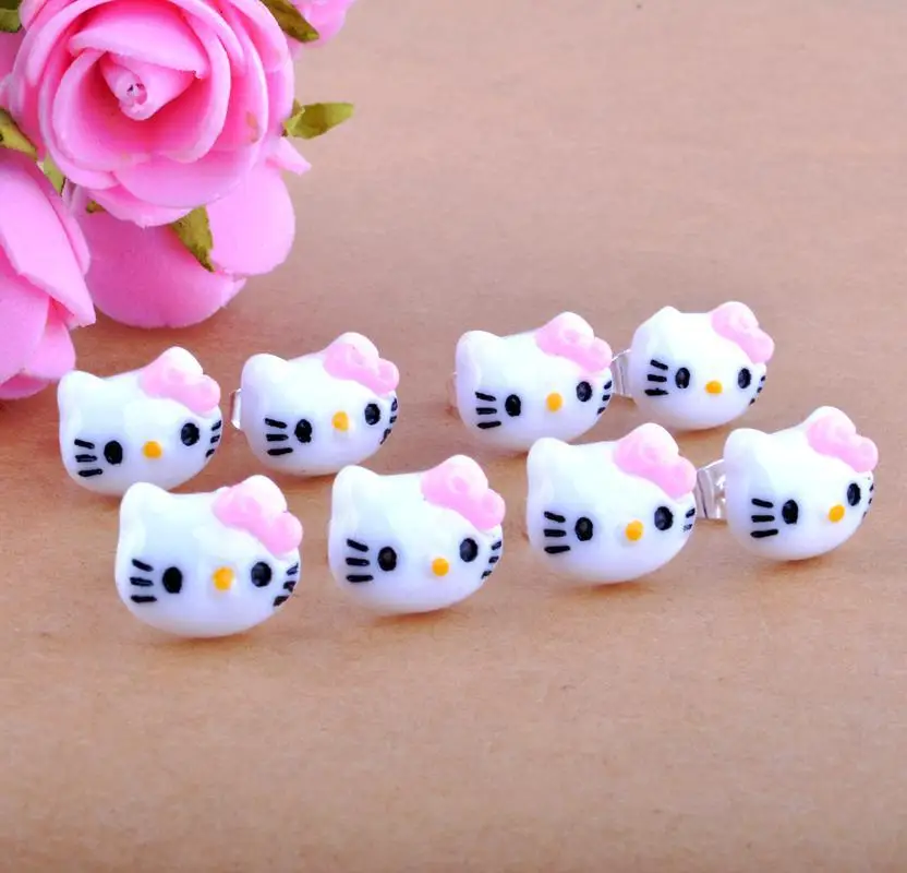Free Shipping 12pcs 6pairs 12x10mm Lovely Cat Funky Mini Candy Free Shipping 12pcs 6pairs 12x10mm Lovely Cat Funky Mini Candy Stud Earrings Cute Kitsch Sweet Pop Kawaii In From Jewelry Accessories On