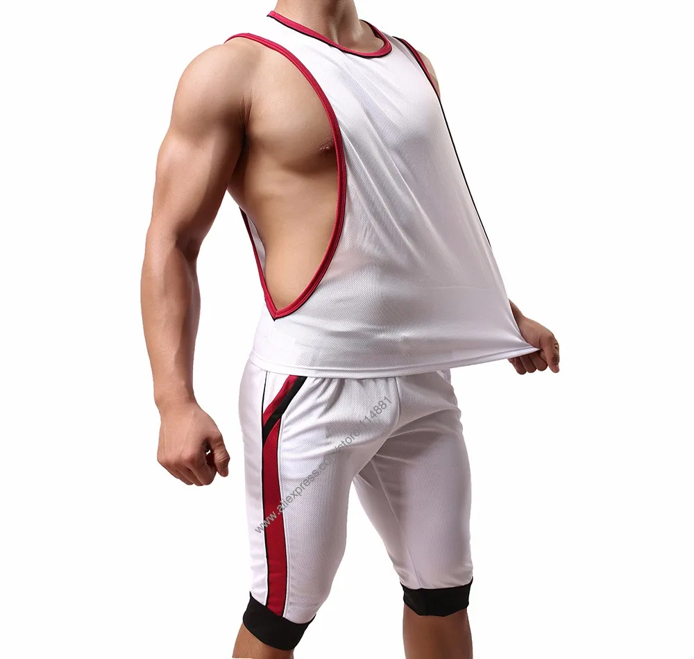 Aimpact Men's Vigor Tank Tops Fitness Bodybuiding Clothing Low Cut Side Arm Holes Mesh Activewear Summer Vest Tank Tops SXB051