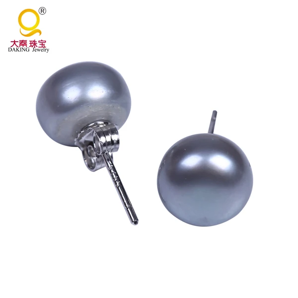 Серьги пуговицы Daking из серебра 9мм серого цвета Новинка|earrings new|silver earringssterling silver