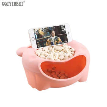 

GQIYIBBEI Plastic Lovely Desktop Snack Fruit Food Storage Box Circular Storage Container Organizer For Leisure Phone Holder