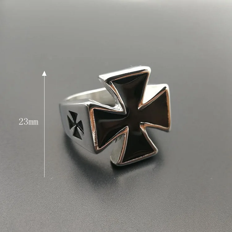 Details about / Men/'s Black Iron Cross Stainless Steel Biker Ring Size 12-15